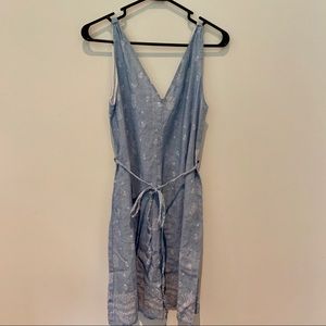 Zara Basic Linen light blue with white print